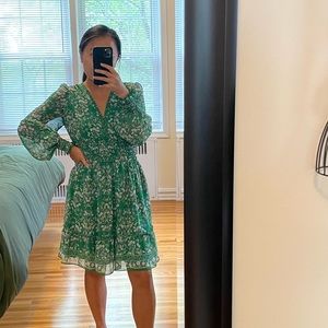 Green long sleeve floral dress